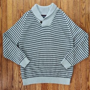 Nautica Men's Monochrome Cable Knit Pullover Collared Sweater Size XL